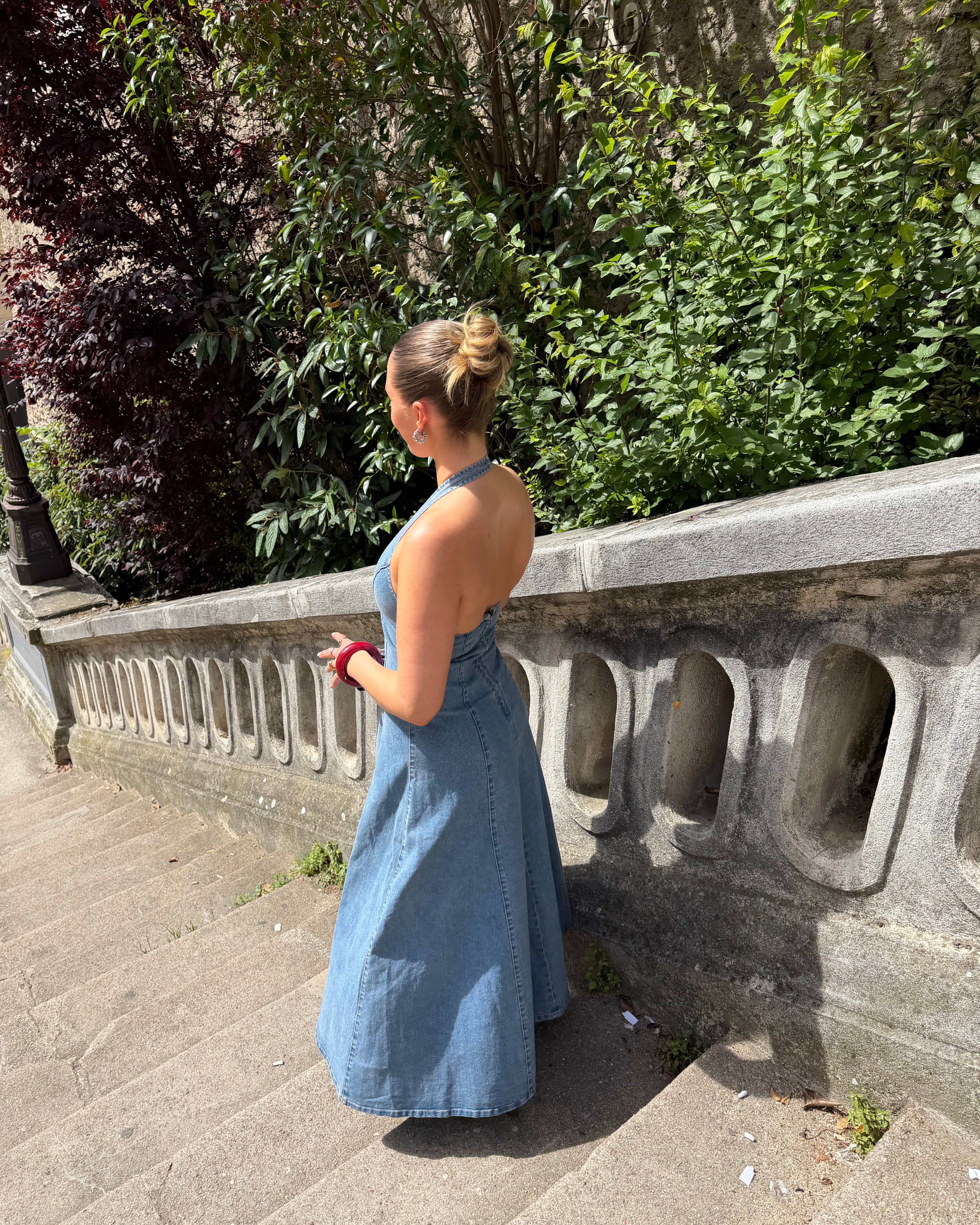PCFRANNA Long Dress - Light Blue Denim